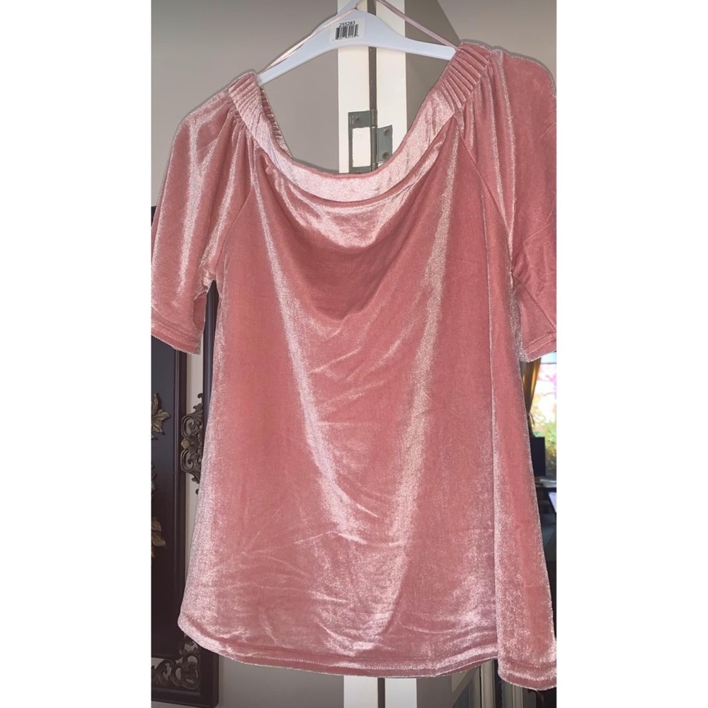 chamois pink off-shoulder shirt blouse